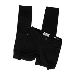 FRAME Denim‎ Le Skinny de Jeanne Black Distressed Ankle Jeans
